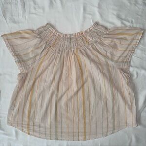 Madewell Smocked Mockneck Spring Honeysuckle Striped Top Size 3X